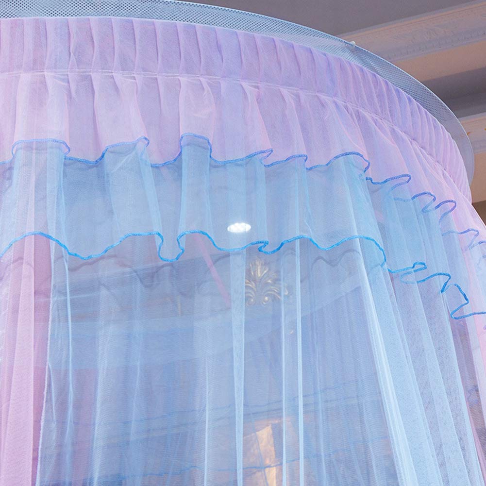 Princesa Mosquitera Cama con Dosel Cifrado Cúpula, Colgando Mosquiteros Abertura Grande Cobertura Completa para Hogar Camas Individuales Y Dobles Azul Pink(Altura:2.7M)