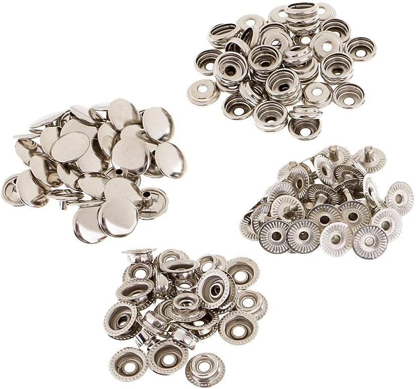 M Fabrics 30 Sets Metal Press Studs Snap Fasteners Leather Buttons Rapid Rivet Buttons Used for Leather Craft/Clothing/Handbags/Leather Straps/DIY Craft - Sliver, 12.5mm