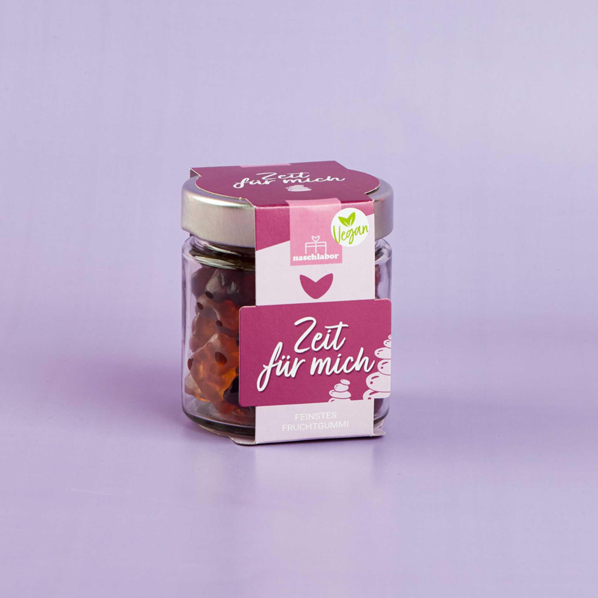 Vegan Fruchtgummi Geschenkglas Zeit für mich 120g | Geschenk für die Liebsten | Das Mitbringsel für deine Freunde | Muttertag | Geschenk für die beste Freundin | Me time