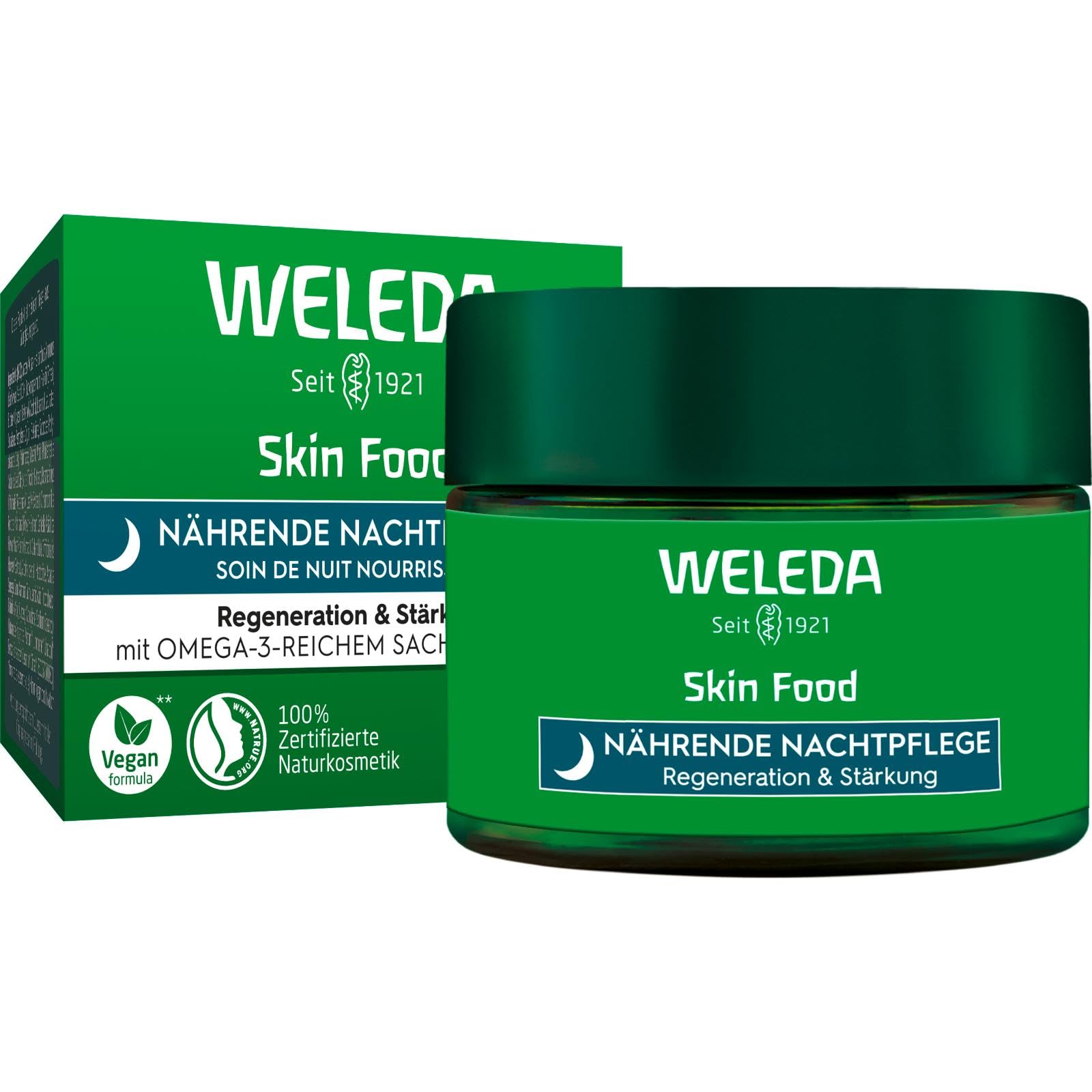 WELEDA Bio Skin Food Nachtpflege Regeneration & Stärkung - Naturkosmetik Hautpflege Gesichtscreme mit Inka Nussöl, Sheabutter & Rosmarin. Natürliche Gesichtspflege Feuchtigkeitscreme (vegan / 40ml)