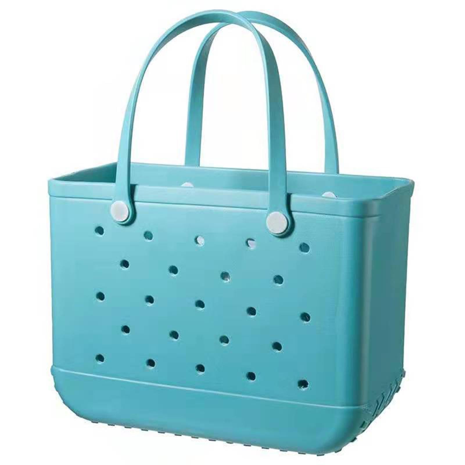 Grande borsa da spiaggia in gomma, borsa da viaggio impermeabile da donna, borsa da viaggio lavabile, elegante da donna, borsa per la spesa in gomma con fori, borsa per sport, spiaggia, mercato,