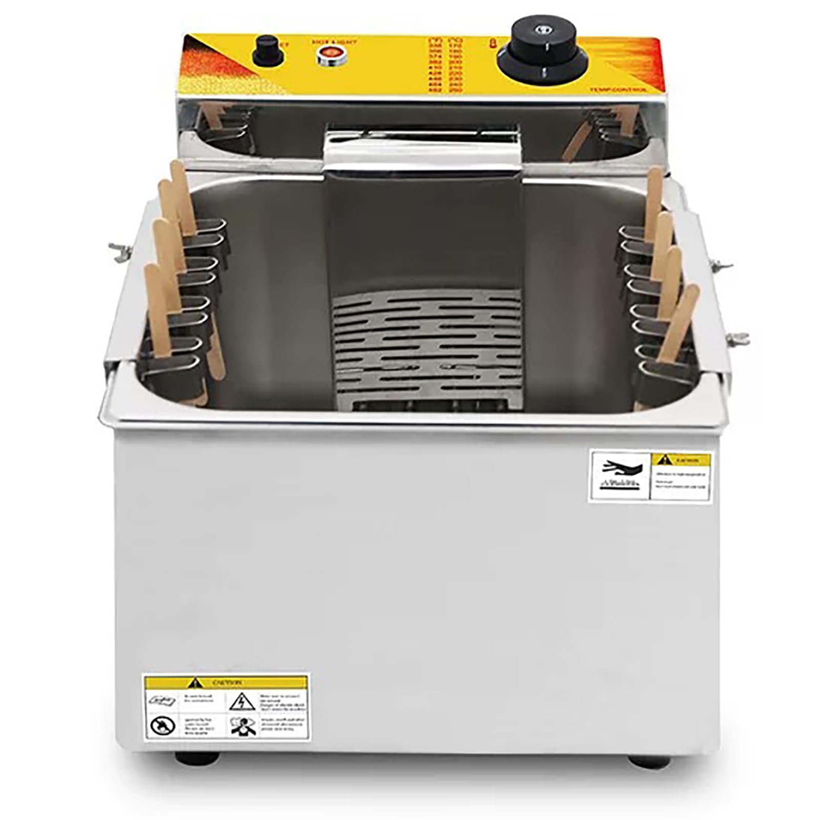 Frytkownica komercyjna, 1900 W 12 l automatyczna serowa kiełbasa parówka grill kuchenka patyczki frytkownica, 8 szt. sprzęt do smażenia kiełbasek regulowana temperatura