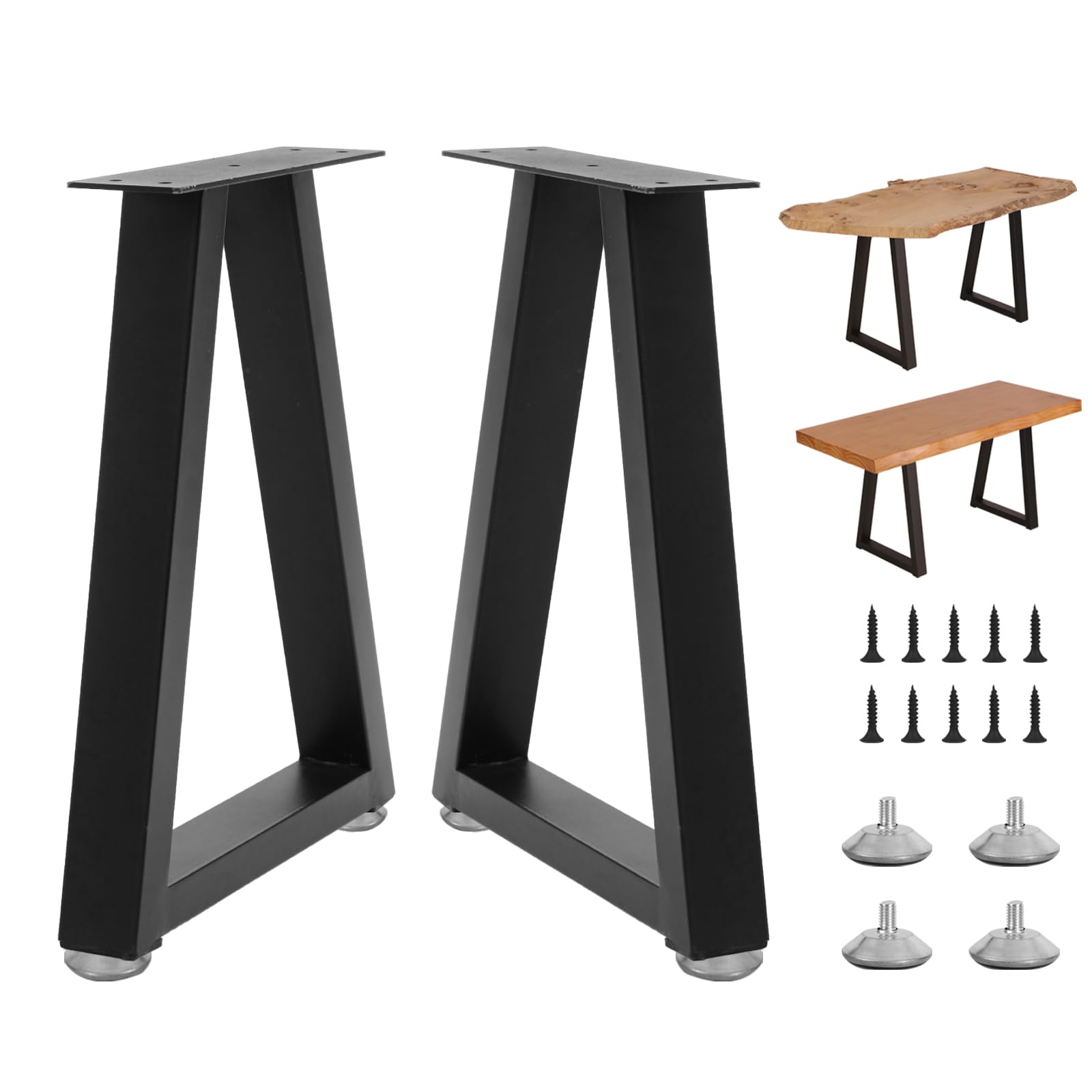 Rioychan 22 Inch Metal Desk Table Legs, Trapezoid Metal Coffee Table Legs,Heavy Duty Industrial Dinning Table Leg with Adjustment Feet Pads (Bear Up to 800lb)