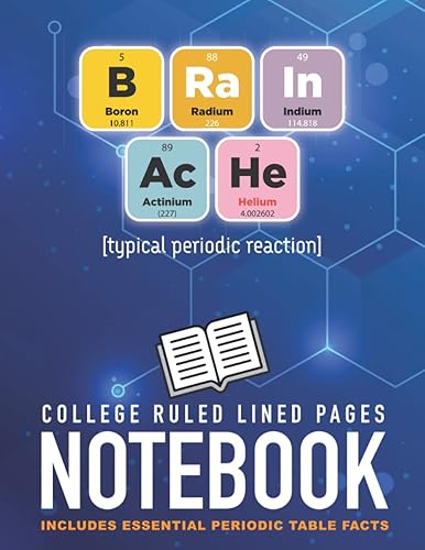Science Notebook For Periodic Use: Periodic Elements spell BRAIN ACHE [typical periodic reaction]. A funny science notebook journal &amp; study aid for ... reference chart on back cover 8.5x11” (A4)