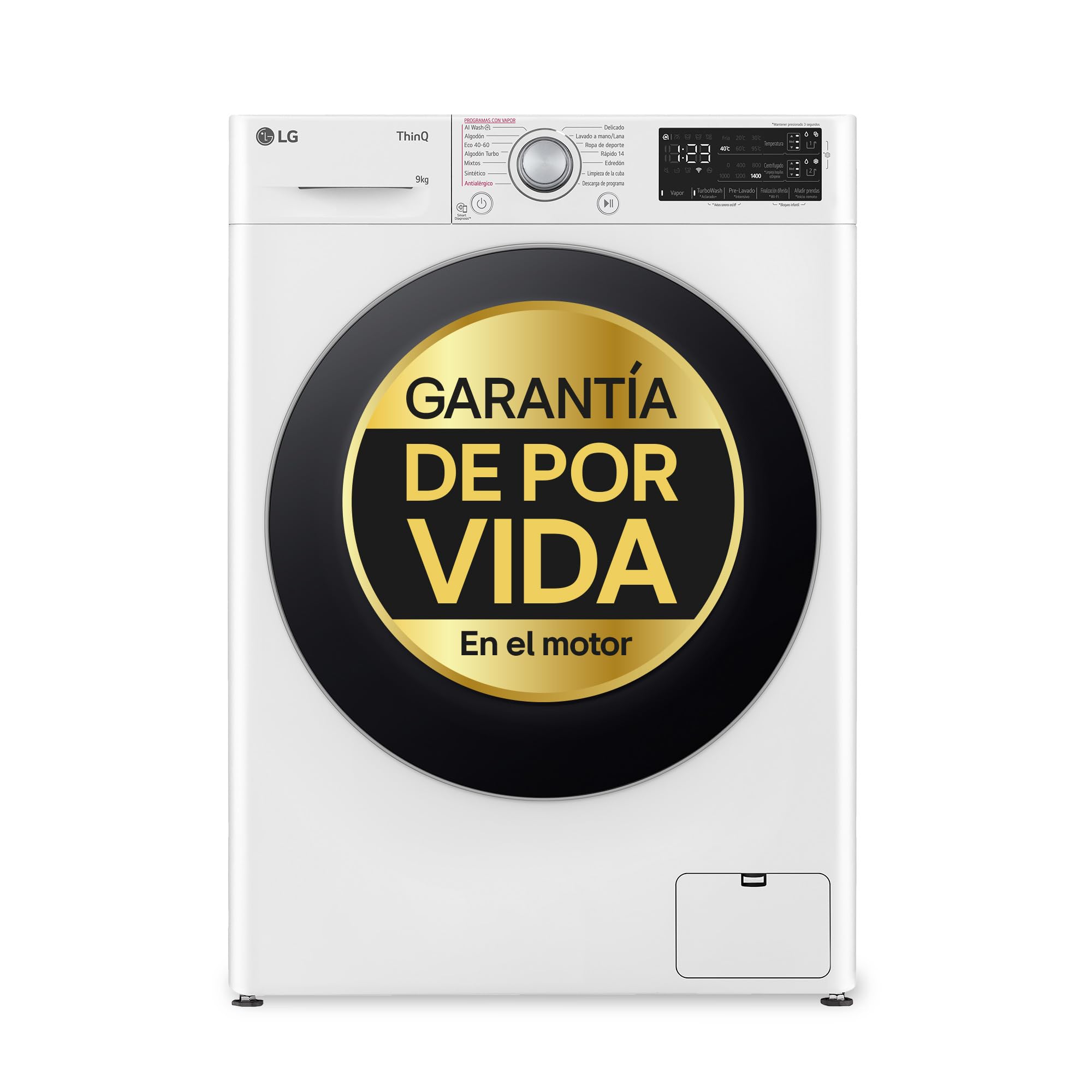 LG F4WR5509A1W - Lavadora Inteligente, 9Kg, 1400rpm, Carga Frontal, AI Direct Drive, TurboWash 360º, Autodosificador, Clasificación A, Serie 500, Blanco en oferta en Amazon