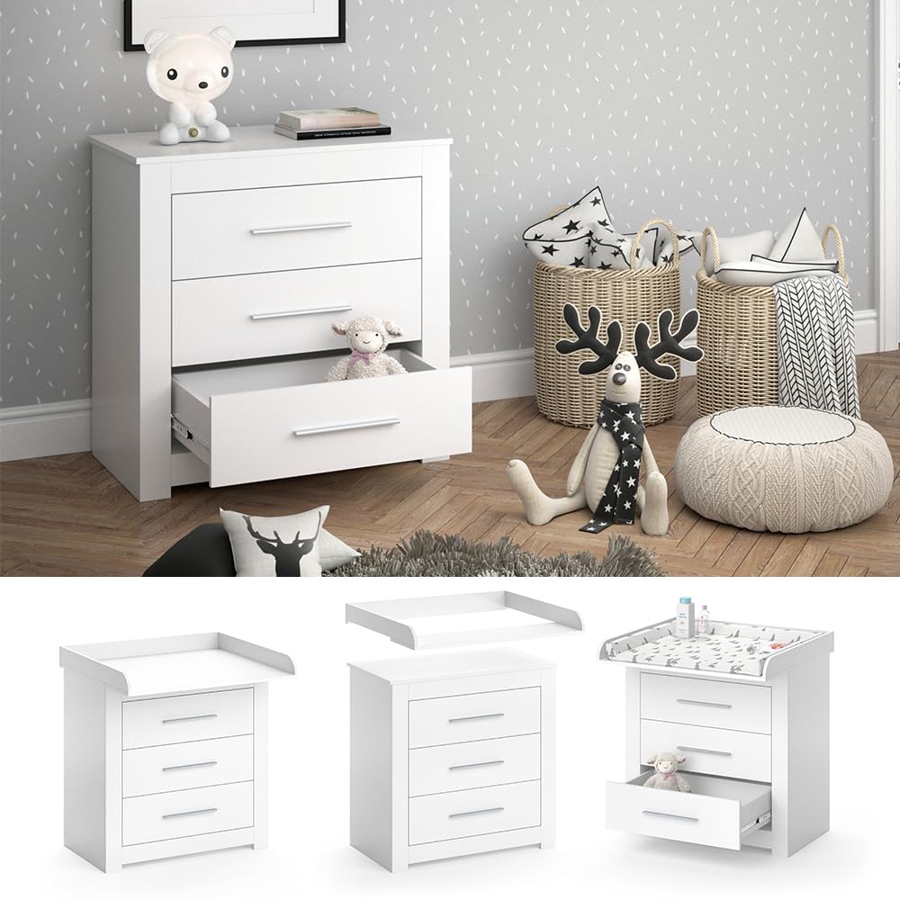 Vicco Fasciatoio Miro, Bianco, 86.6 x 86.5 cm | convertibile in cassettiera grazie al fasciatoio rimovibile