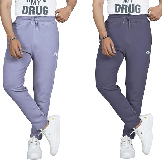 Seemoo Men’s Regular Fit Track Pants Pack of 2 | Super Stretchable Gym Workout Running Lower | Breathable Sports Activewear