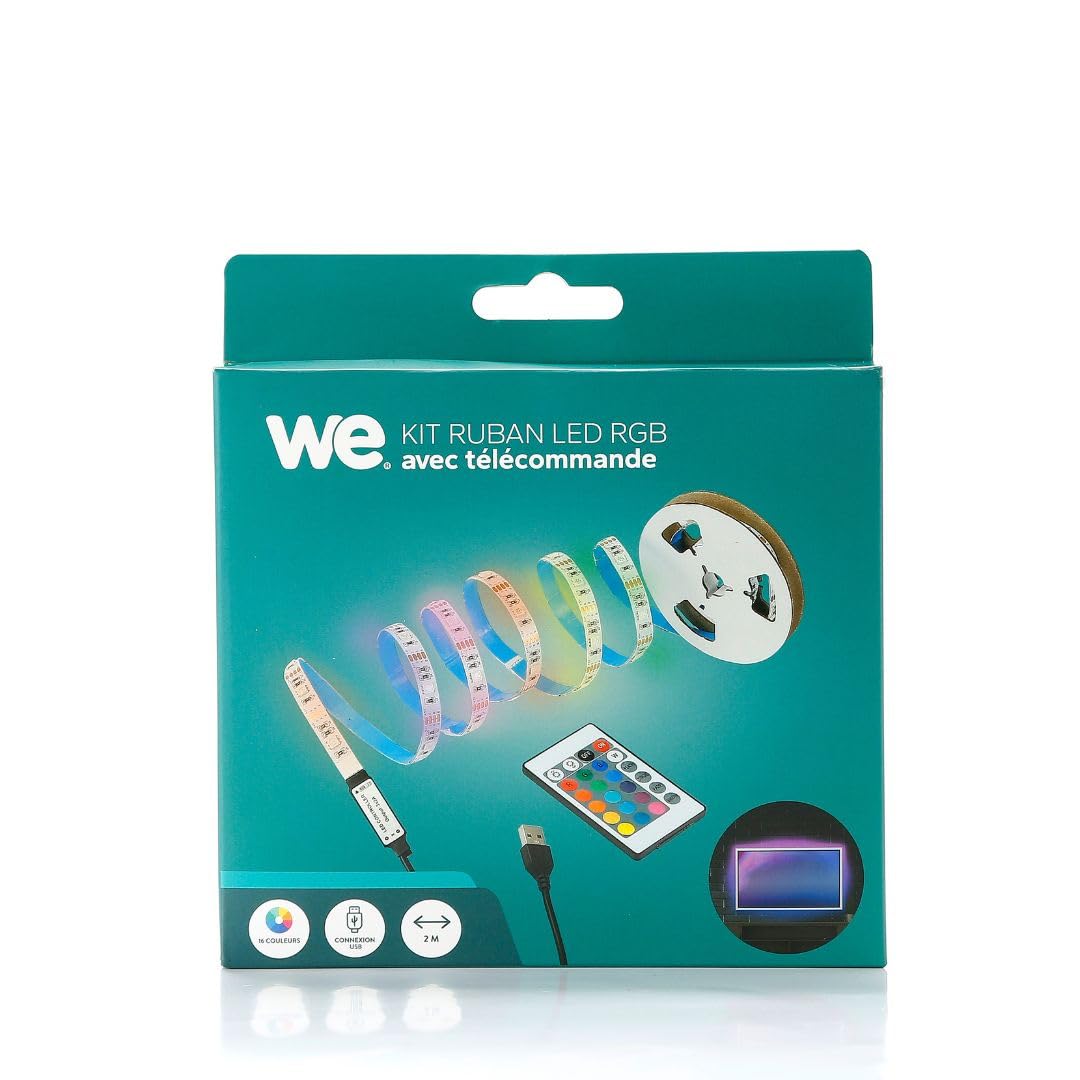 WE Striscia LED TV 2M, LED Striscia luminosa LED RGB Multicolore Retroilluminazione TV con Telecomando per 32"-60" HDTV, Alimentato da USB