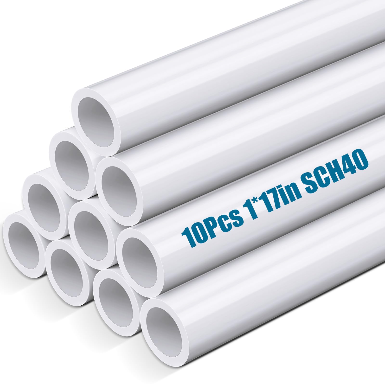 Joyfolk 10-Pack 1' x 17' Schedule 40 PVC Pipe