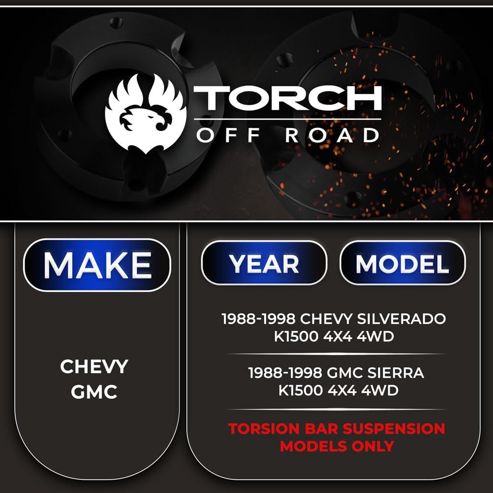 TORCH 3" Front 2" Rear Leveling Lift Kit For 1988-1998 Chevy GMC K1500 4X4 4WD Z71