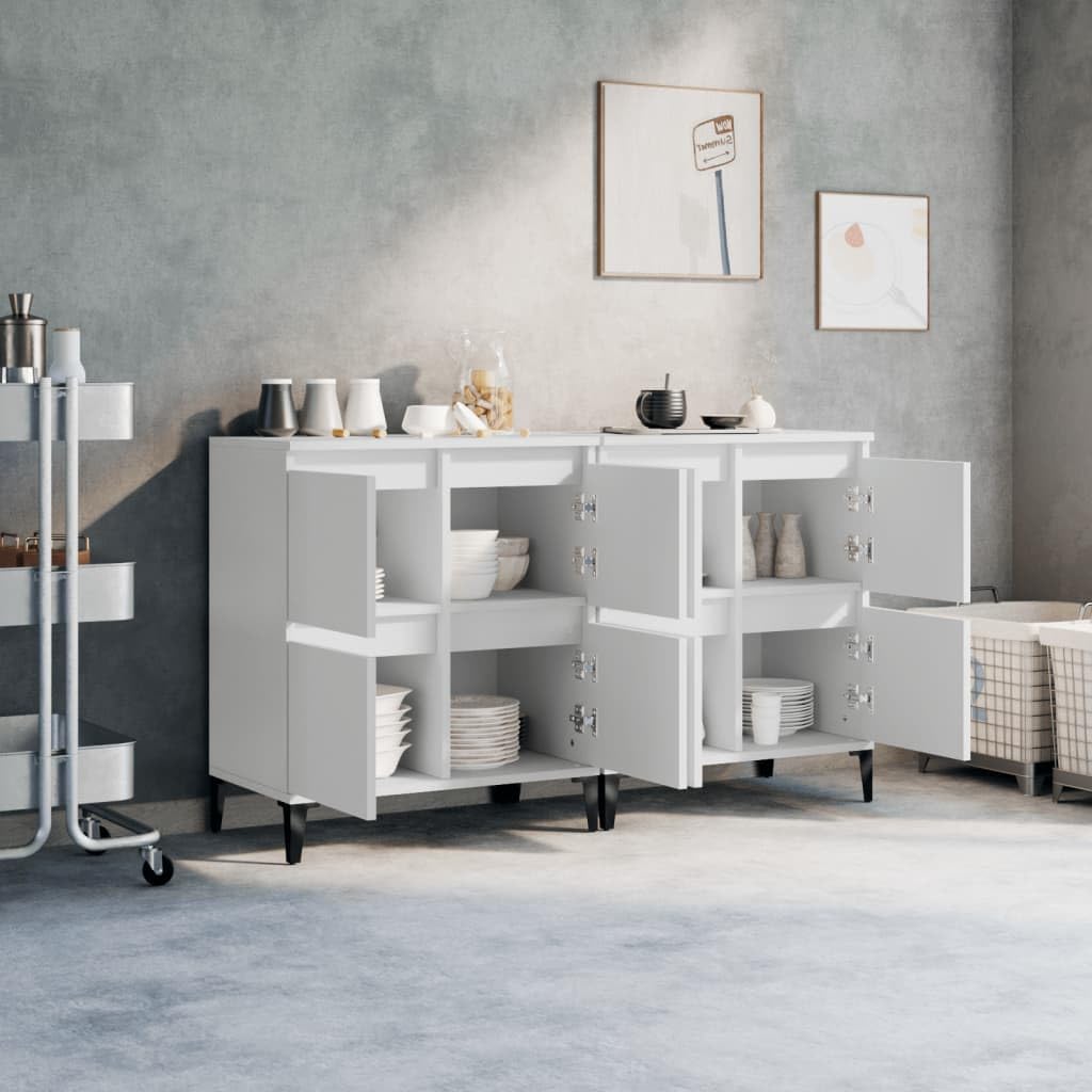Fengshui Kredens zestaw 2 szt. biały 60 x 35 x 70 cm materiał drewnopochodny | 4 przegródki, dużo miejsca do przechowywania, łatwa w pielęgnacji, z uchwytem ściennym