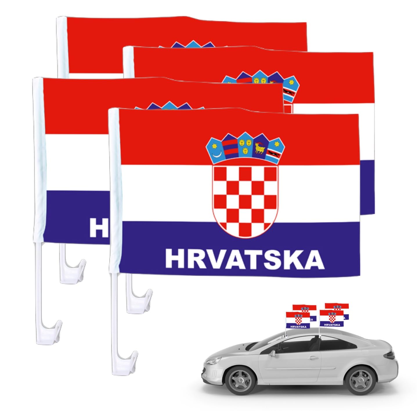 Drapeaux de voiture Croatie robustes qui ne s'envolent pas au vent