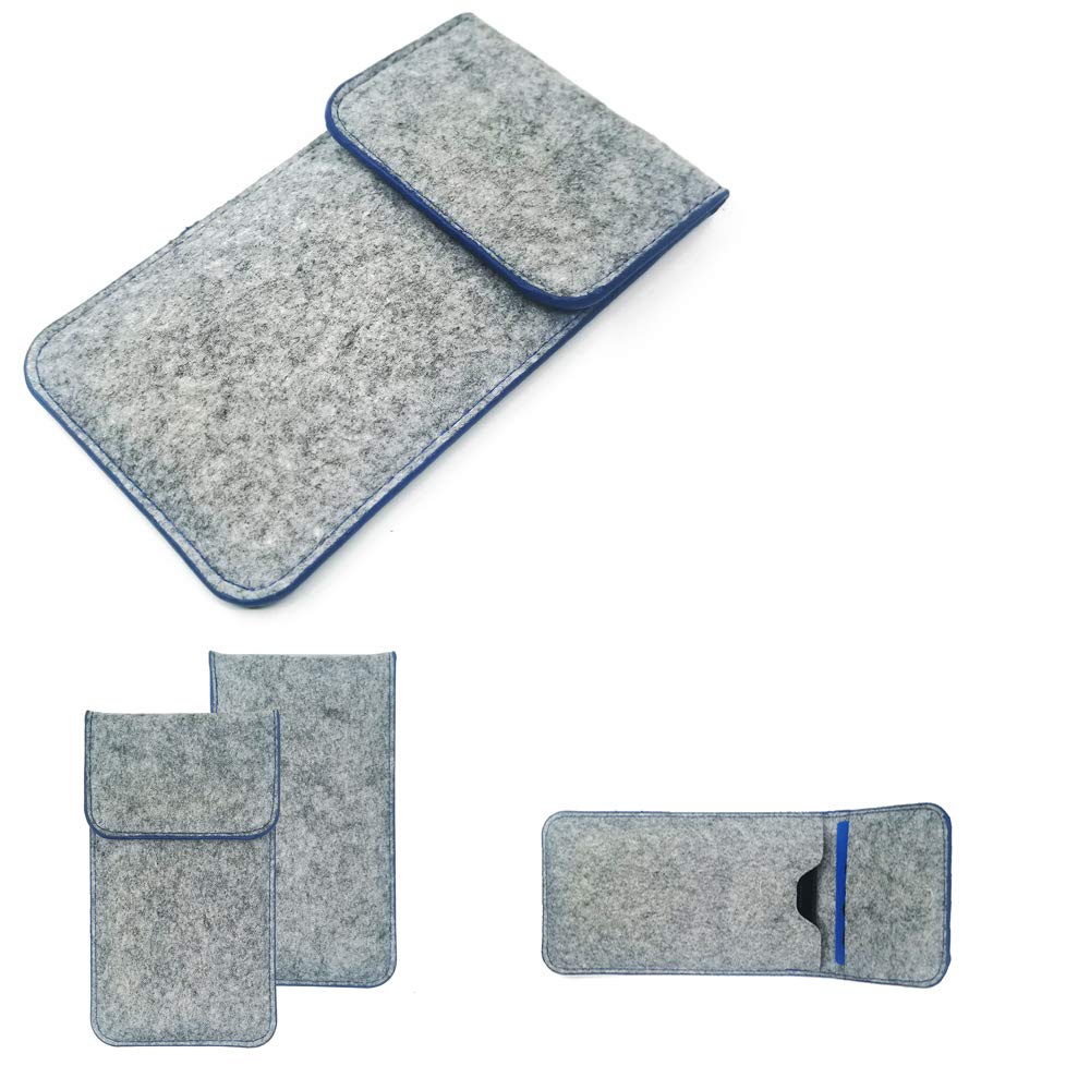 Couverture de protection housse coque gris clair bord bleu Pixel 7a en feutre - 7