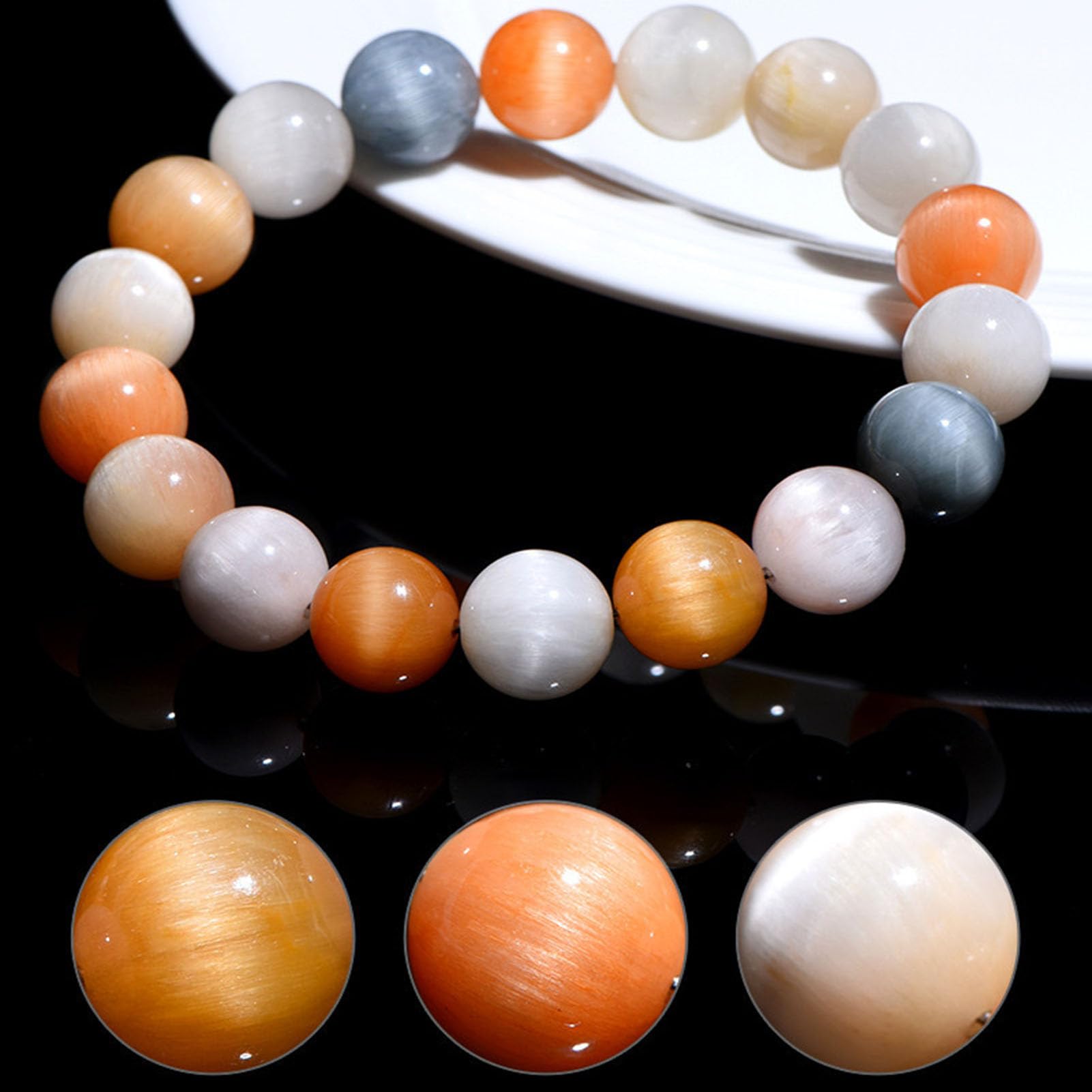 Pulsera de Pelo de Cuarzo Suave, Cuentas de Cristal Multicolor de Cuarzo rutilado para Equilibrio Emocional y energía Relajante, joyería de Piedras Preciosas Naturales elásticas,5a,10MM