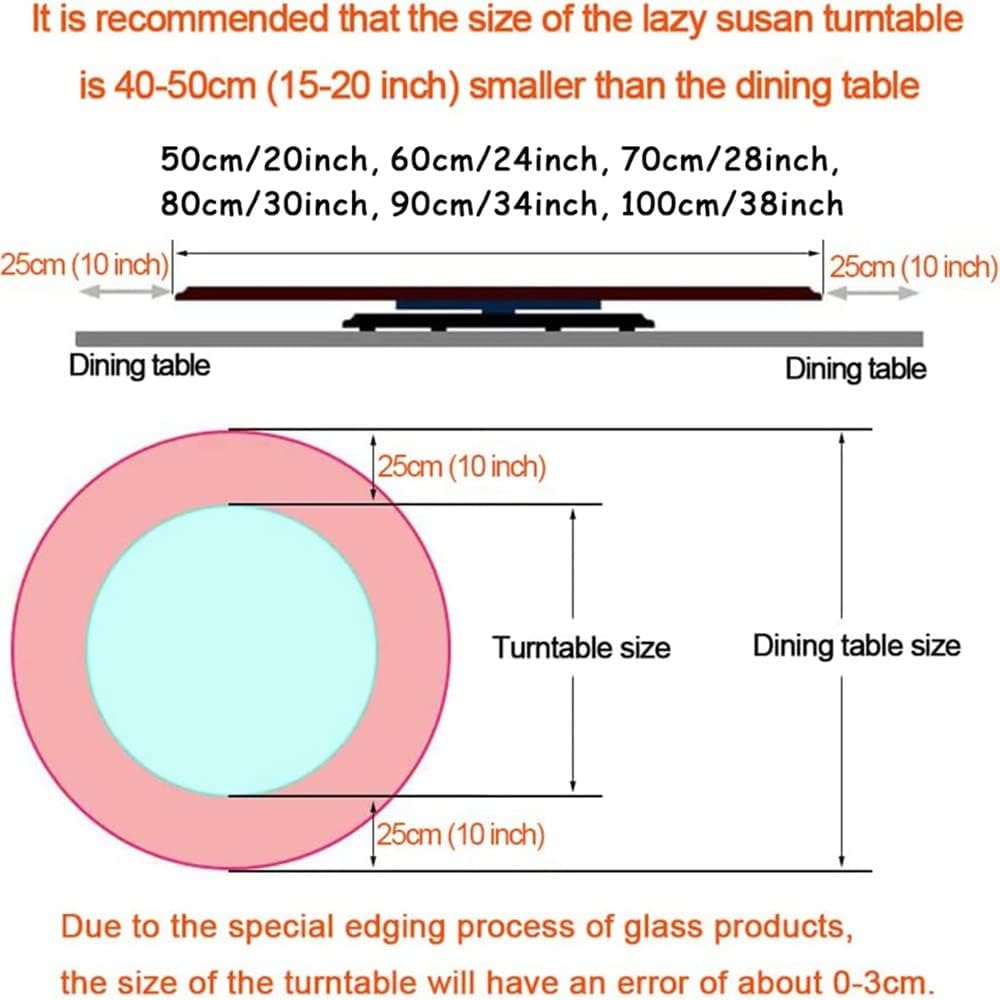 20in Wood Turntable Large Lazy Susan Revolving Kitchen Turntable 360 Rotating Service Tray Tabletop Swivel Serving Tray Counter Top Turntable (Size : 50cm/20inch)
