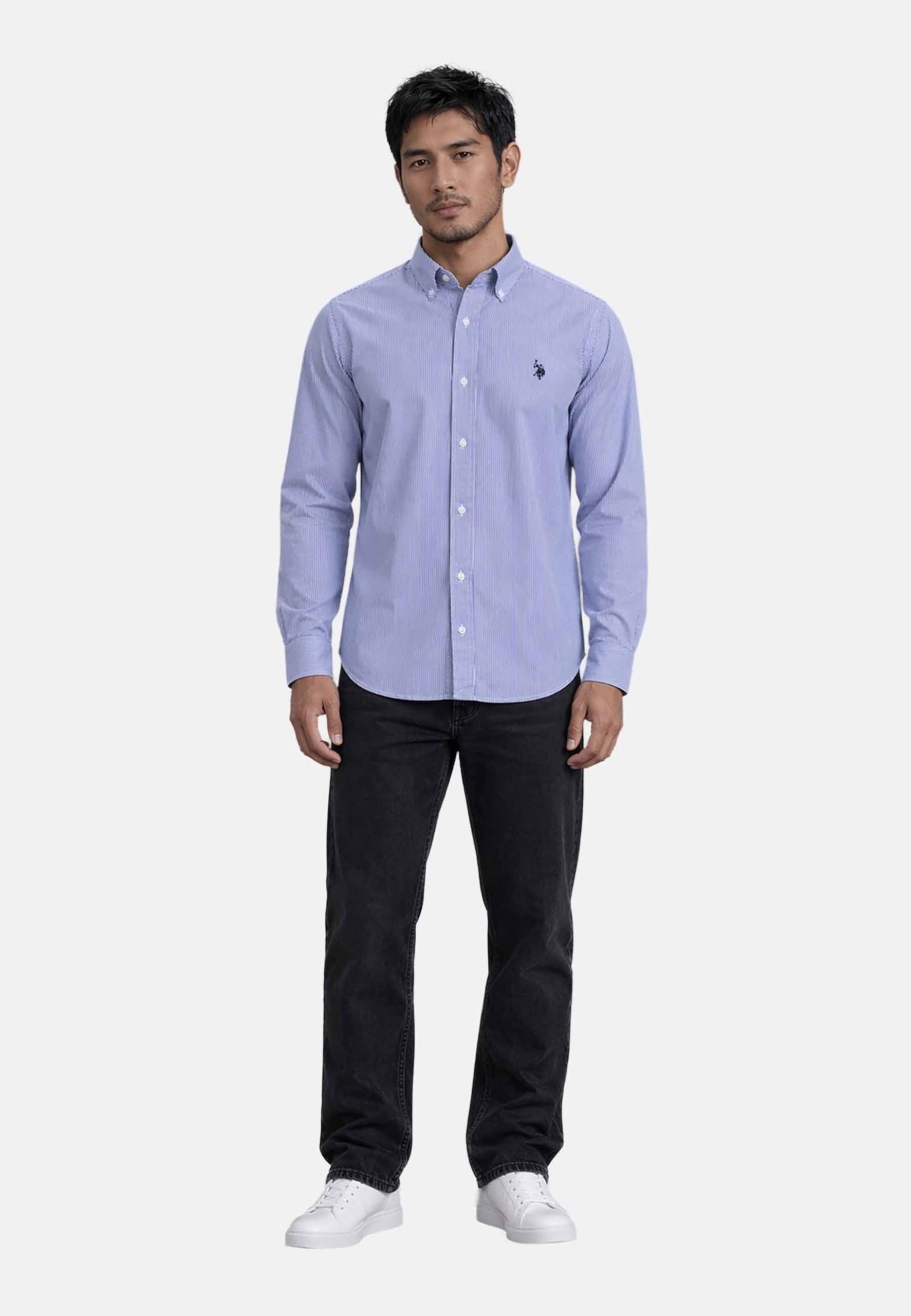 U.S. POLO ASSN. Koszula męska (S-3XL) bawełna długi rękaw kołnierz zapinany na guziki - P050