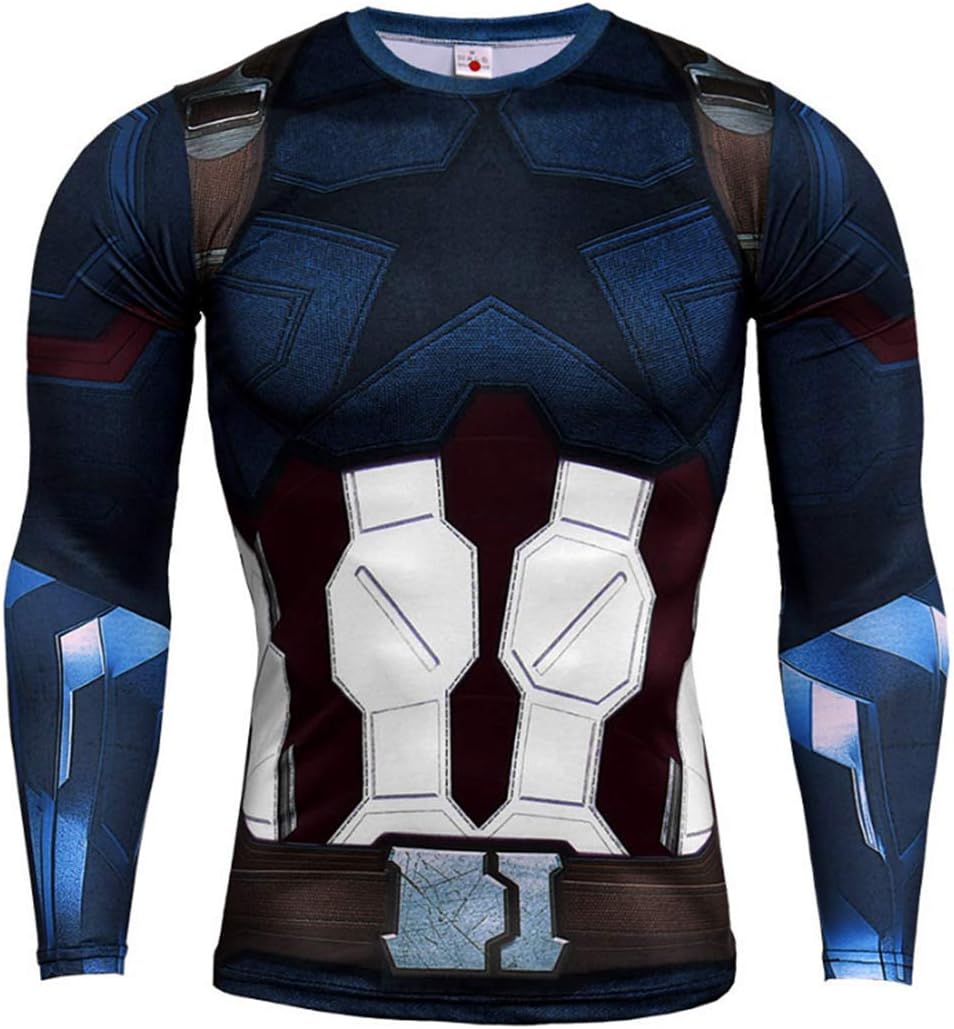 3D Super Hero Close-Fitting Quick-Drying Elastic Sport Cosplay T-Shirt Long Sleeve