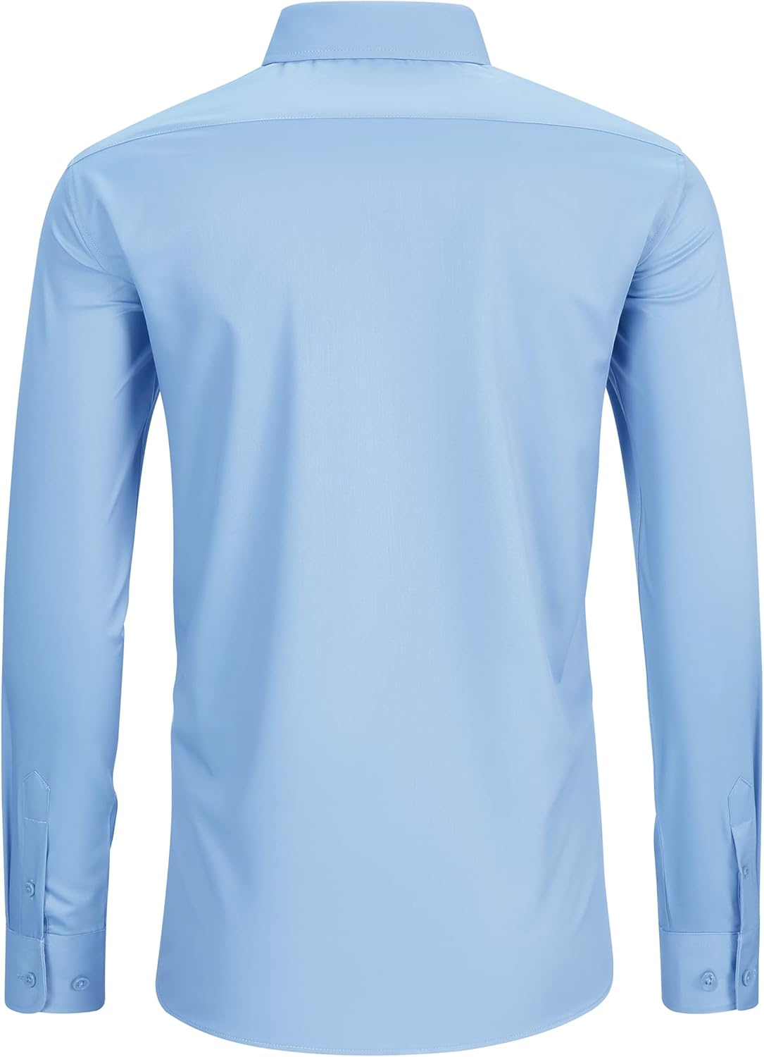 FAHIZO Men's Dress Shirt Regular Fit Soild Business Formal Long Sleeve Button Up Stretch Shirts - Image 4