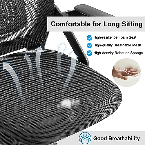 Vecelo Mid-Back Swivel Ergonomic Office Chair With Adjustable Arms Mesh Lumbar Support For Computer Task Work, Black #TOP5