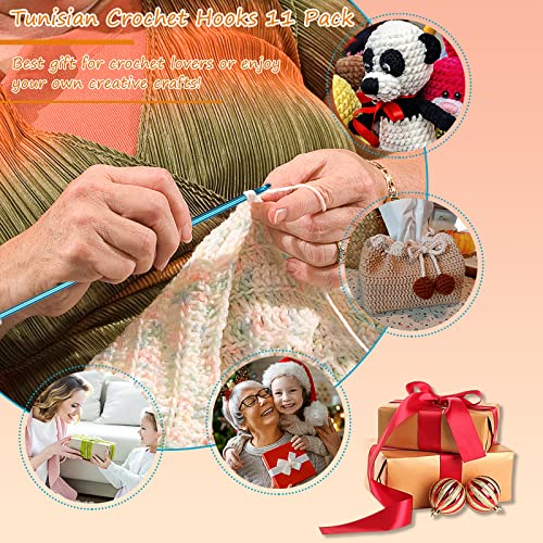 Image of Aeelike 35pcs Tunisian Crochet Hook Set, 11pcs Aluminum Crochet Hooks B-L Afghan Long Needles Crocheting Set with Drawstring Bag Accessories