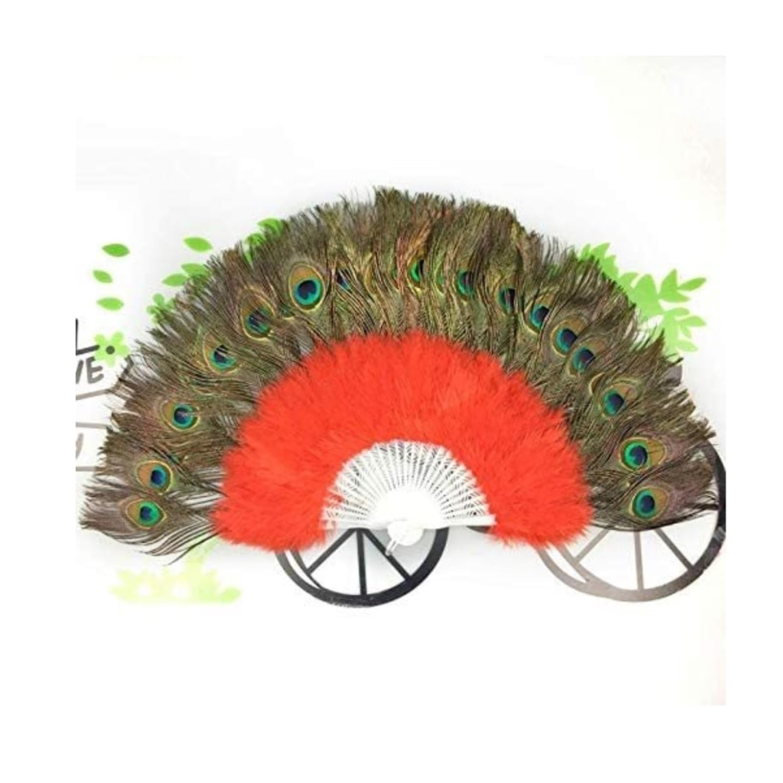 WDCDYQDH Folding Fans Hand Fan Lolita Peacock Feather Sweet Fairy Girl Dark Gothic Court Dance Decorative