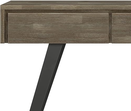Miniatura 87 de SIMPLIHOME Lowry - Mesa auxiliar cuadrada de madera de acacia maciza y metal, de 22 pulgadas de ancho, moderna, industrial en marrón envejecido café