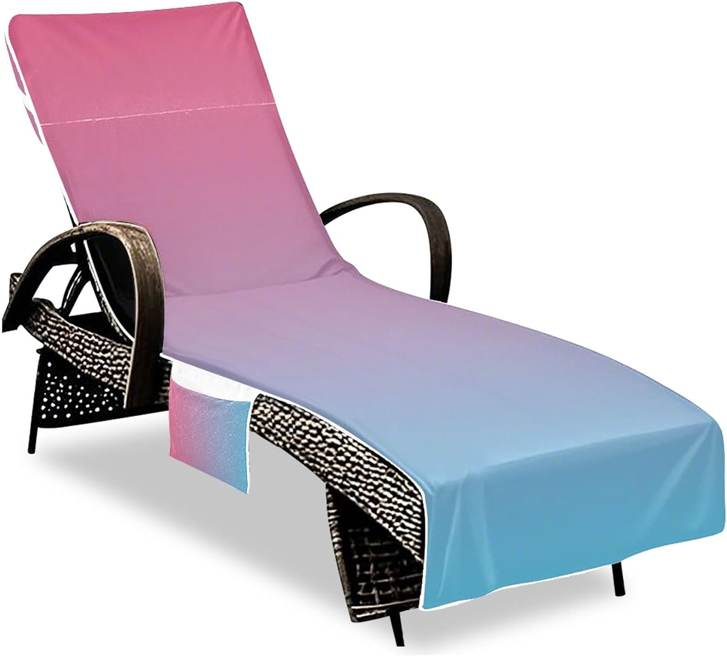 Patio Chaise Lounge Chair Cover Soft Sturdy Pool Beach Chair Covers with Pockets for Pool Sunbathing Beach Garden 85x30in Turquoise Yellow Gradient