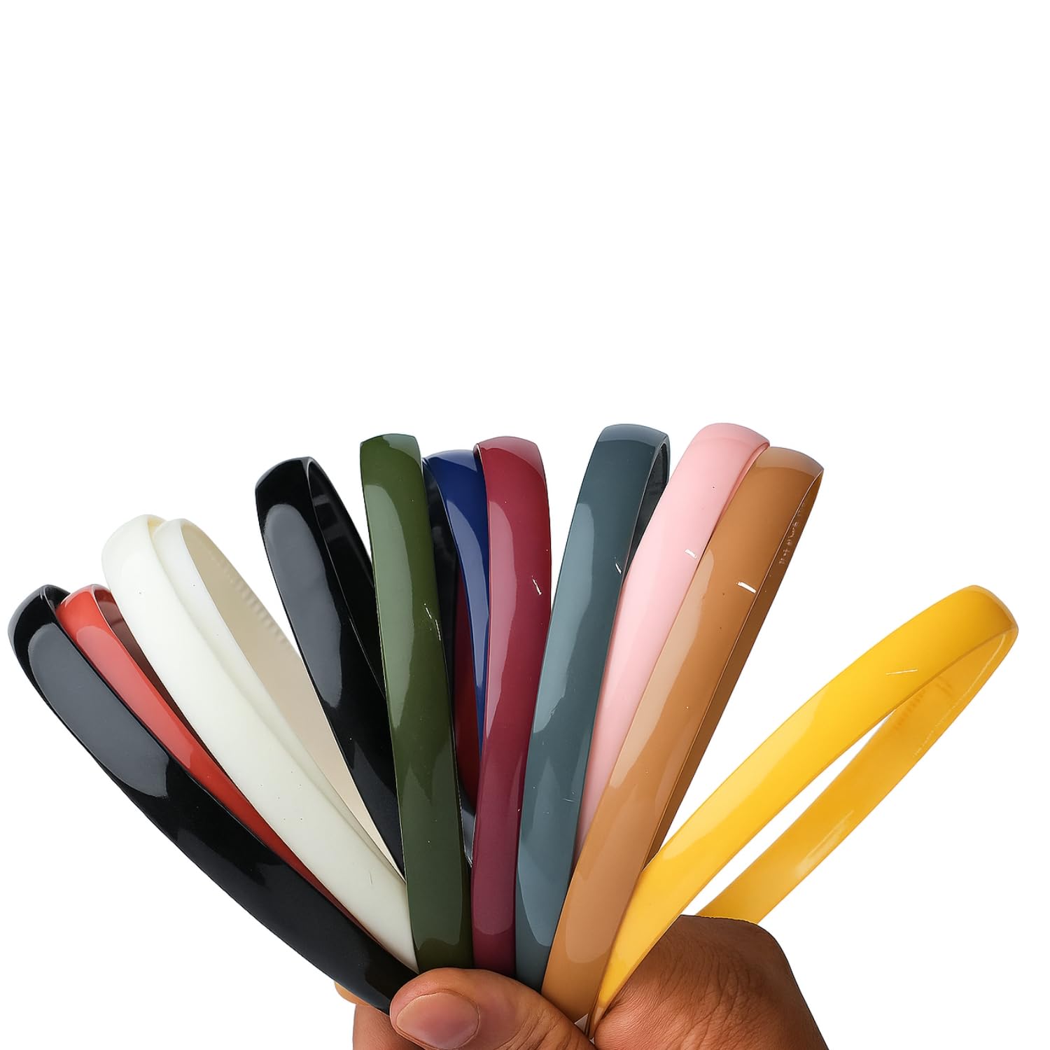 ANNA CREATIONS Plastic Headbands with Teeth – Pack of 12 Durable, Lightweight Sports Hair Bands for Women, Girls, Teens & Kids – 1.2cm Non-Slip Hair Accessories (Gloss Finish)-image-29