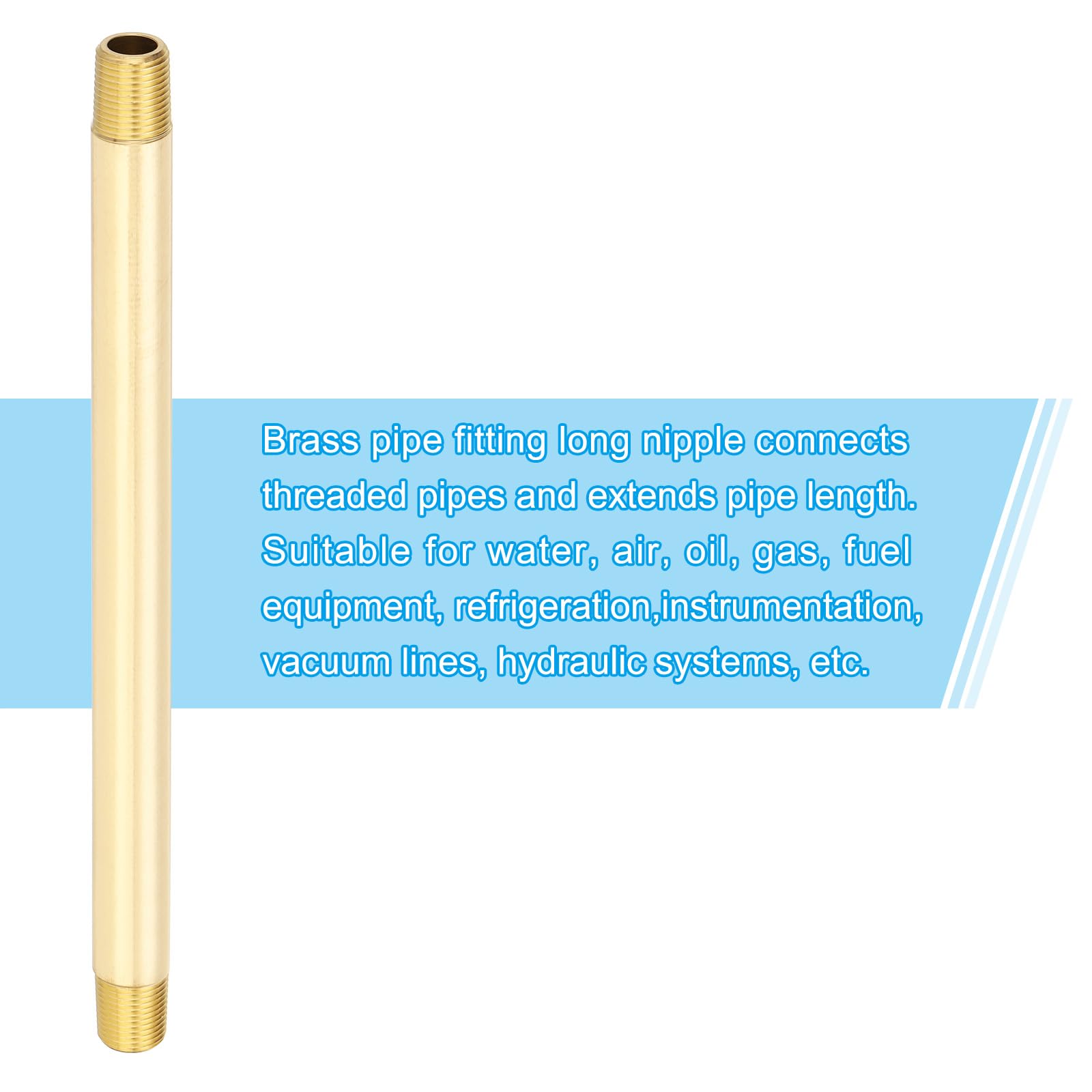 PATIKIL Raccordo Maschio In Ottone 1/8" x 1/8" NPT Con Prolunga Lunga, 10Pezzi Prolunga Diritta Per Collegamento Di Sistemi A Combustibile, Aria, Acqua, Olio, Gas, 1200PSI