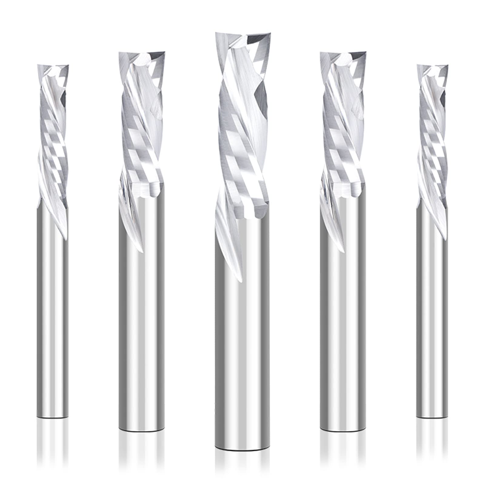 Multifunction Router Bits 5 Pcs 2 Flutes Milling Cutter Up Down Cut Endmill for Router Woodwork Carving Engraver