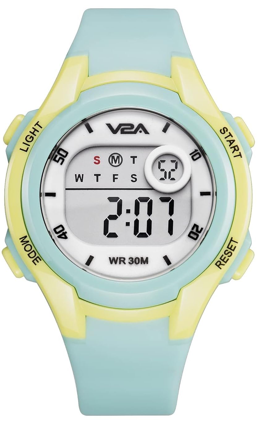 V2A Boys & Girls Kids Watch - Waterproof Watch, Gifts For Boys & Girls Age 5-13 For Multi-Functional 30 M Waterproof Digital Sports Watches (Light Green Dial & Resin Band) (B0C1K5644P) Amazon Price History, Amazon Price Tracker