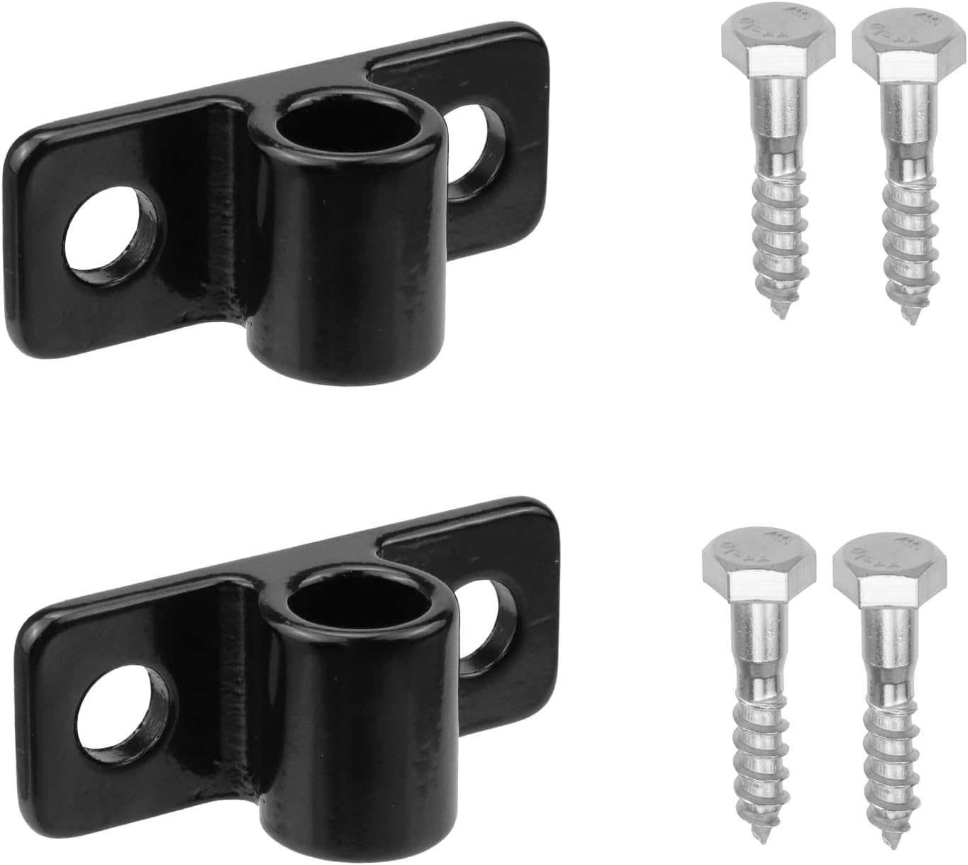 Antrader 304 Stainless Steel Gate Hinges,2Pcs Black Wall Mount Gate Hinge for Fence Gate,Fit 5/8" Pin Fence Post Hinge (Horizontal Installation)