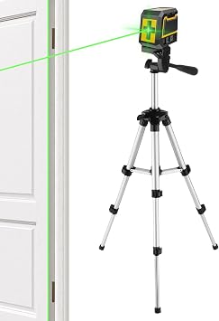 Cross Line Lazers with Tripod - Self-Leveling Green Beam Vertical and Horizontal Level,Three Selectable Brightness Grades | Combines Self-Gradeing at +/-4 with a Manual Option for Construction Sites