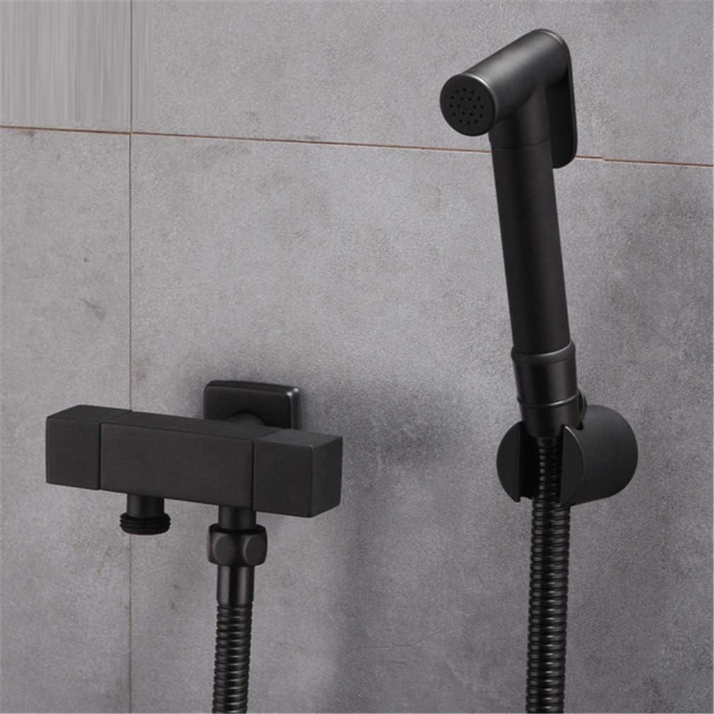 LUNEZY Handheld Toilet Bidet Sprayer Set Kit Brass Hand Black Faucet for Bathroom Hand Sprayer Shower Head Self Cleaning Single Cold Muslim Toilet Shattaf,Black B