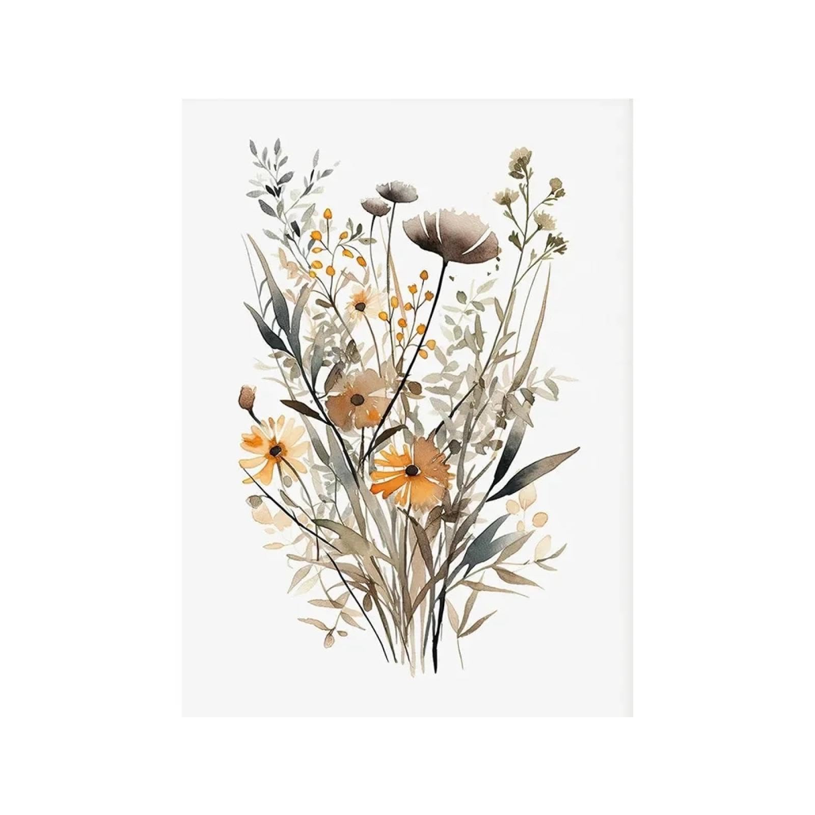 Set di 3 stampe di fiori selvatici ad acquerello, 3 pezzi di stampe botaniche da parete, decorazioni murali con fiori primaverili neutri, decorazioni murali in stile fattoria - Italia