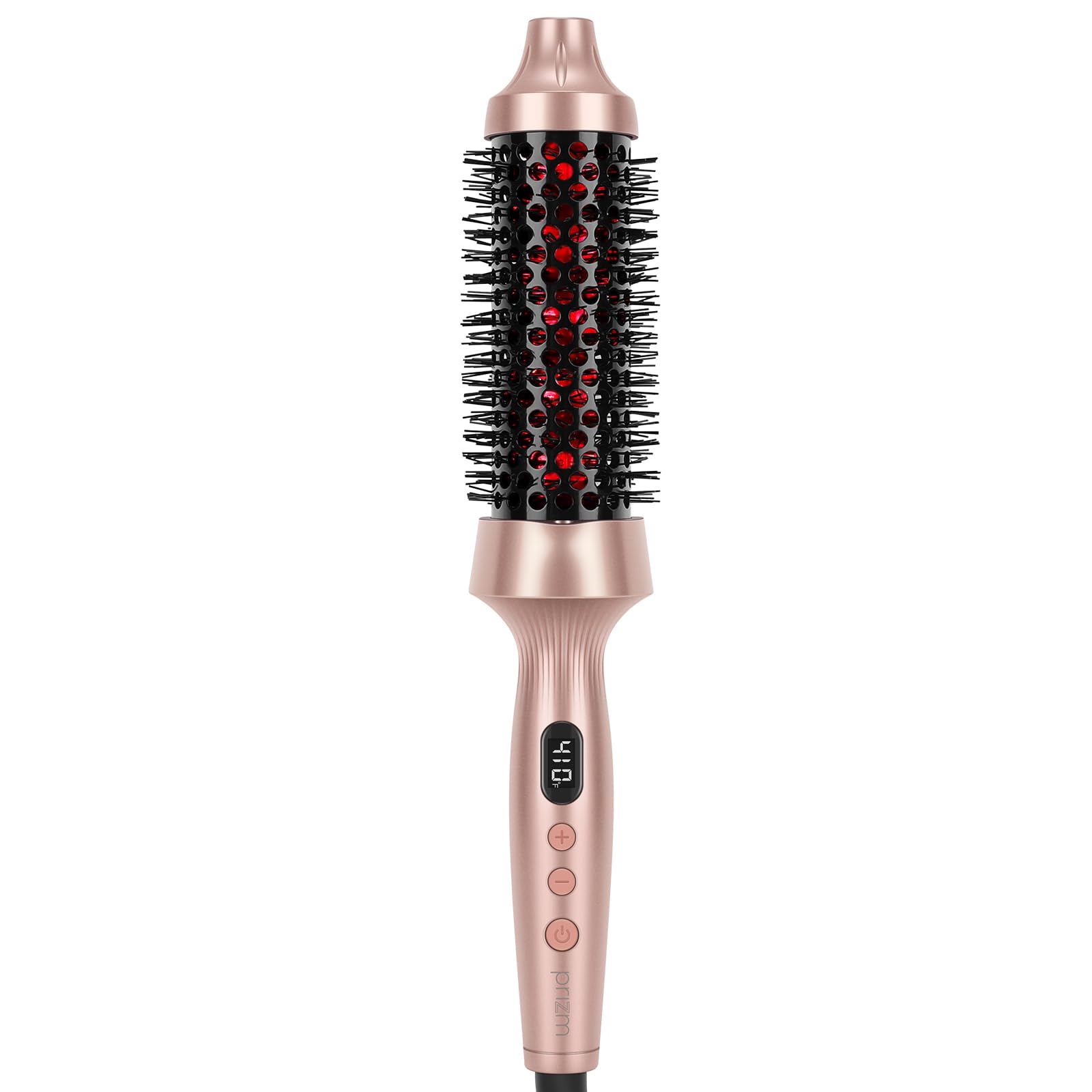 Infrared Thermal Brush Curling Brush for Blowout Look, Prizm 1.5 Inch Ionic Thermal Round Styler Tool Makes Hair Smoother Get Natural Curls, 4 Temps, 30s Fast Heating, Dual Voltage, Gold