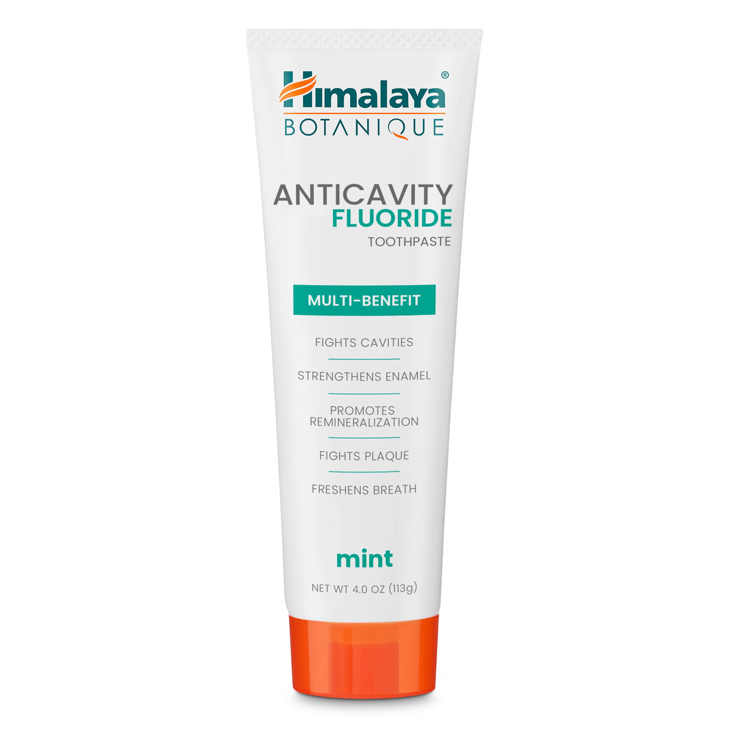 Himalaya Botanique Anticavity Fluoride Toothpaste, Fluoride with Multi-Benefit Support, Fights Cavities, Strengthens Enamel, Promotes Remineralization, Mint Flavor, 4 oz.