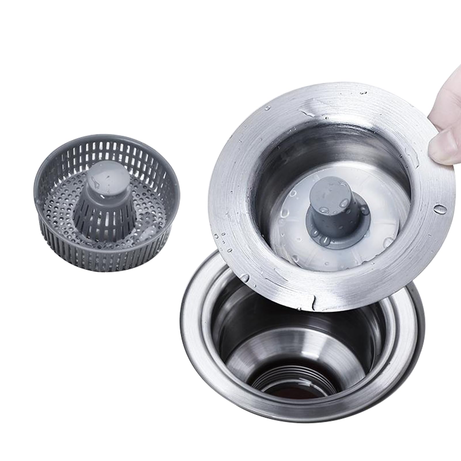 3 in 1 Kitchen Sink Drain Strainer and Stopper Combo, LAIJAUR Stainless ...