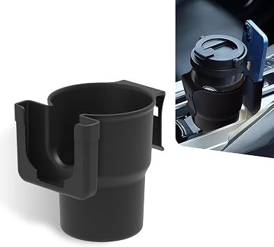 Downhill 1 PC Car Cup Holder Expander, 2-in-1 Mobile Phone Holder, Universal Car Interior Multifunctional Cup Holder, For Door Side/Seat Back/Armrest Storage Box Black