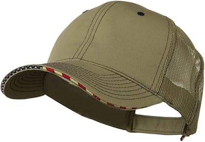 Outdoor 6 Panel Mesh Flag Mesh Cap - Khaki OSFM