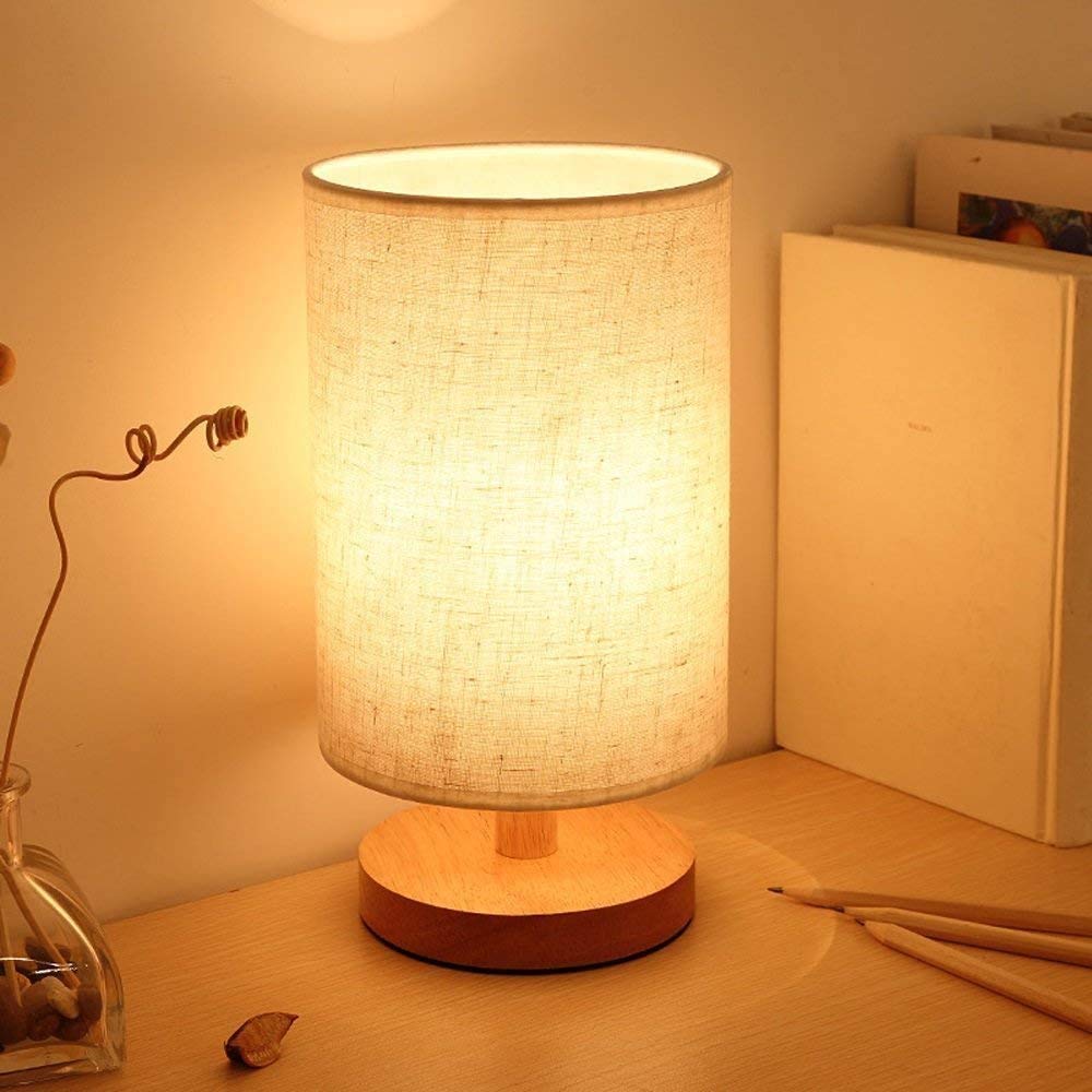 Buy SINCHER Bedside Table Lamp with Round Fabric Hood, Table Lamp