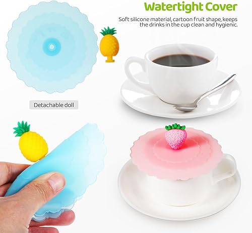 Miniatura 3 de Luxshiny 8 tapas de silicona para tazas, fundas herméticas para tazas de café, tazas de café, tapas de taza de bebidas, tapas de silicona