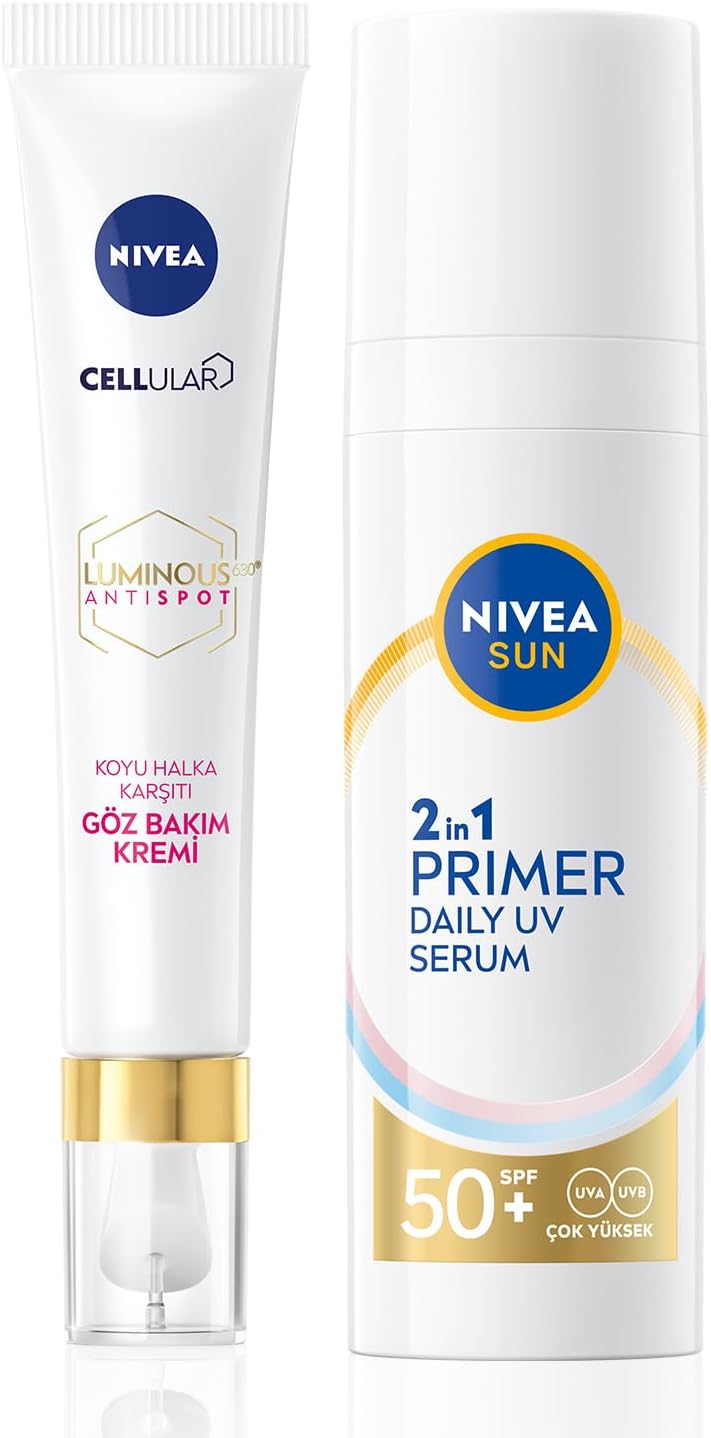 SUN SPF50 Güneş Koruyucu Nemlendirici Makyaj Bazı 30ml ve Luminous630 Koyu Halka Karşıtı Göz Kremi