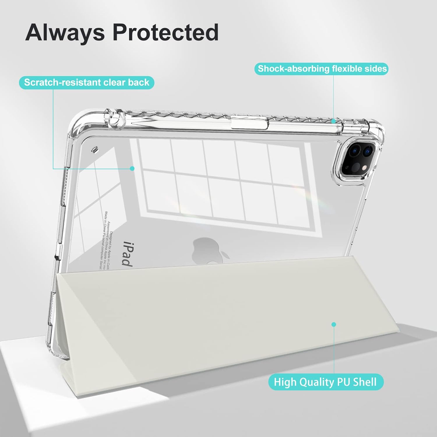 for iPad Pro 11 inch M4/M5 case 2024/2025,Case for iPad Pro 11 with Pencil Holder(Model No.A2837,A3006), Slim Smart Cover with Clear Back Shell for 2025 iPad Pro11 Inch M5,Transparent-White - Image 4