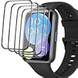 [4 pieces] of protective film with Huawei watch fit 2, 360° all-round 3D edge screen protection film, full coverage, anti-scratch, bubble-free protection, 3D touch fingerprint sensor (no glass)