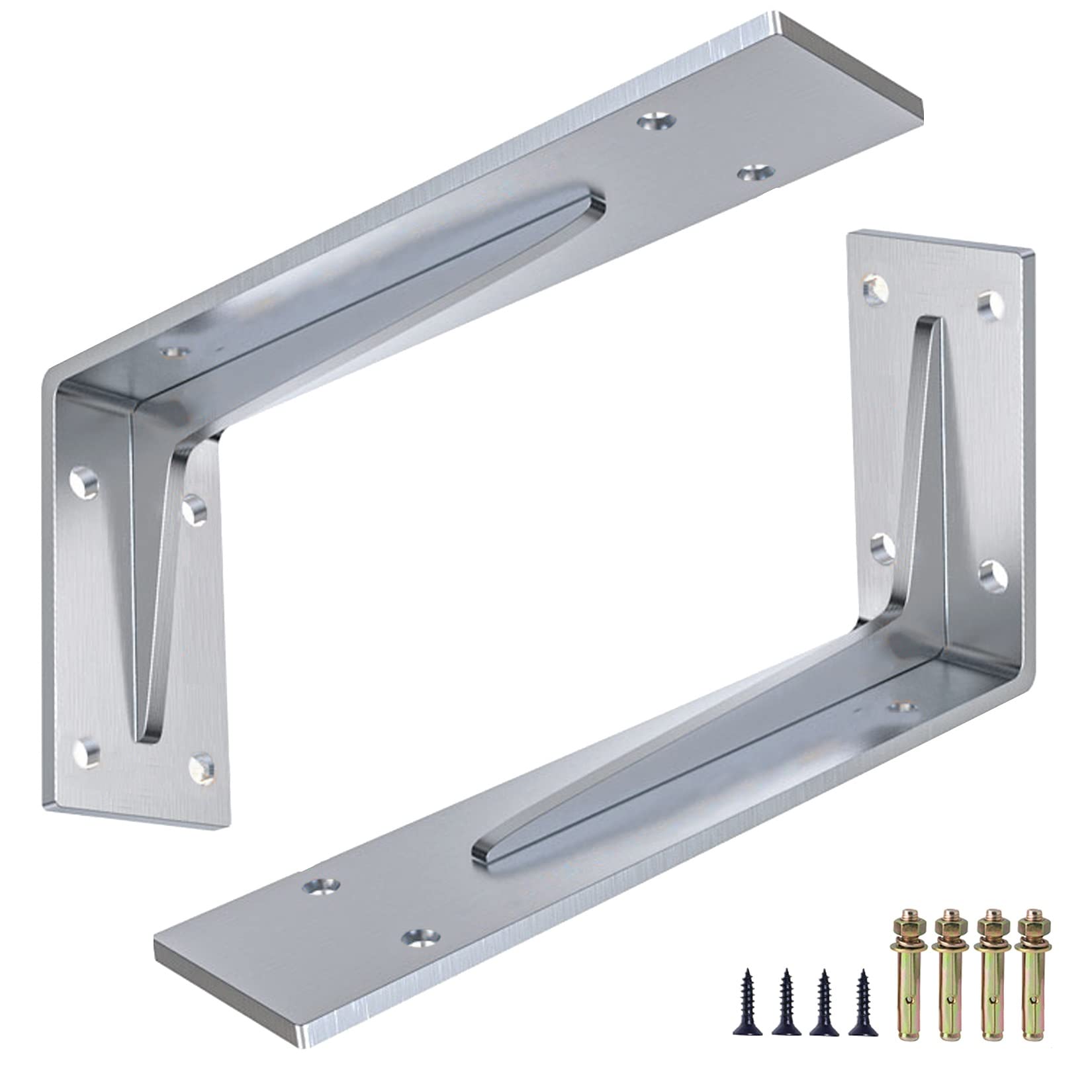 LOJOO Heavy Duty Large Shelf Brackets, Max Load 400kg, 5 mm Thick Iron Industrial Shelves Bracket Metal Farmhouse Wall Mounted Floating L Support for Hanging DIY Open Shelving, 2PCS