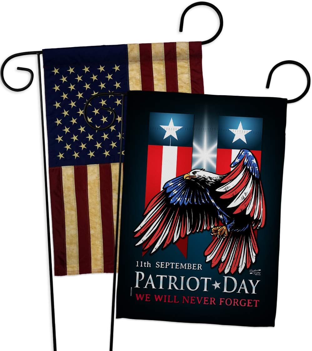 911 Patriot Day Garden Flag - Pack Armed Forces Service All Branches Support Honor United State American Military Veteran USA Vintage Applique - House Banner Small Yard Gift Double-Sided 13 X 18.5