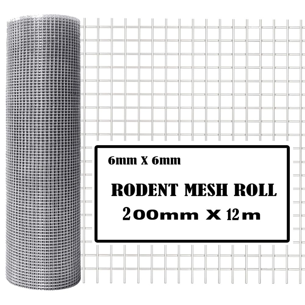 Space-IOT 200mmX12m Rat Mesh Rodent Proofing Wire Mesh Roll,Welded Steel Mesh Panels,Hot Dip Galvanised Wire Netting Fence Mesh-Stop & Prevent Rat & Mouse and Squirrel Access