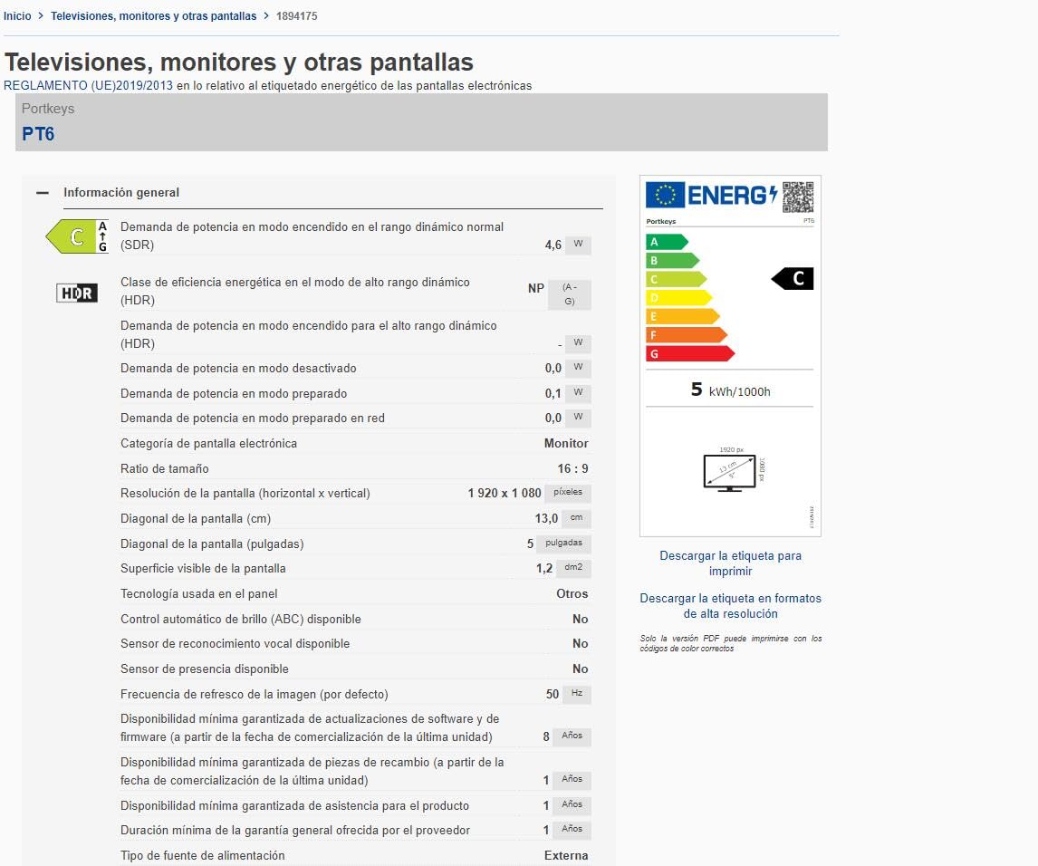 Portkeys PT6 Monitor, monitor di assistenza on-camera professionale Schermo da 5.2" 600 nit Touch Control Ingresso 4K HDMI 30p Uscita HDMI 1080P60 Scatola LUT 3D.
