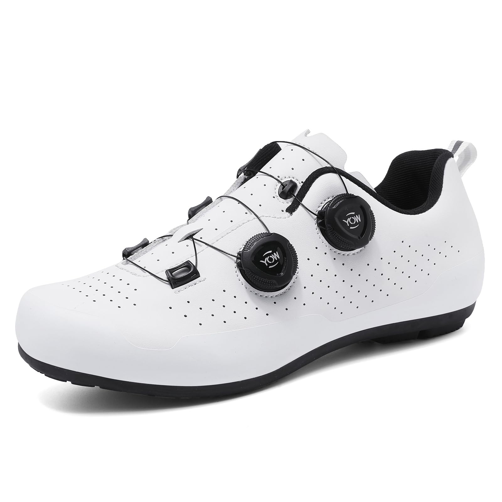 JiuQing Męskie buty rowerowe bez blokady antypoślizgowe do jazdy na rowerze w pomieszczeniach i na świeżym powietrzu,White,45 EU
